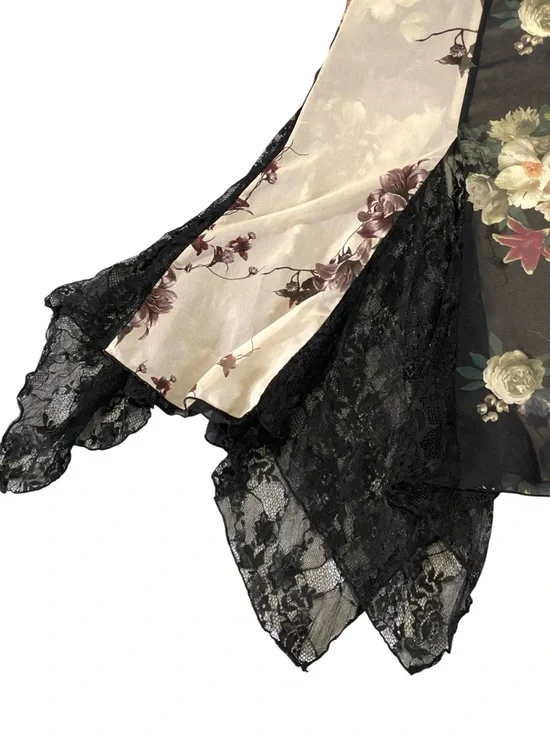 Dolls Kill Widow Maxi Skirt XXS Black Floral Lace Boho Whimsigoth Fairy Grunge - Picture 5 of 8